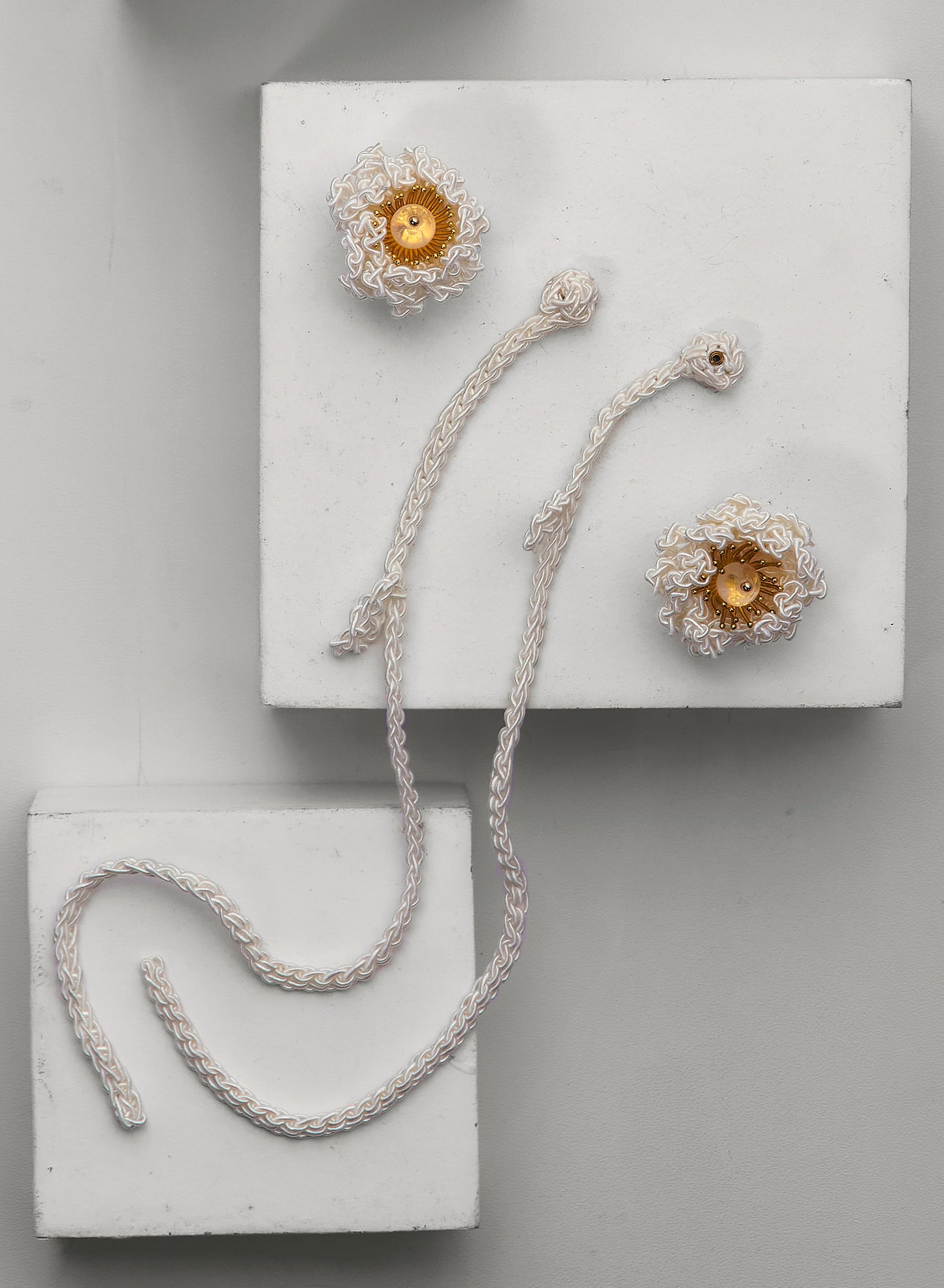 Crochet Flower Earrings with Crystal