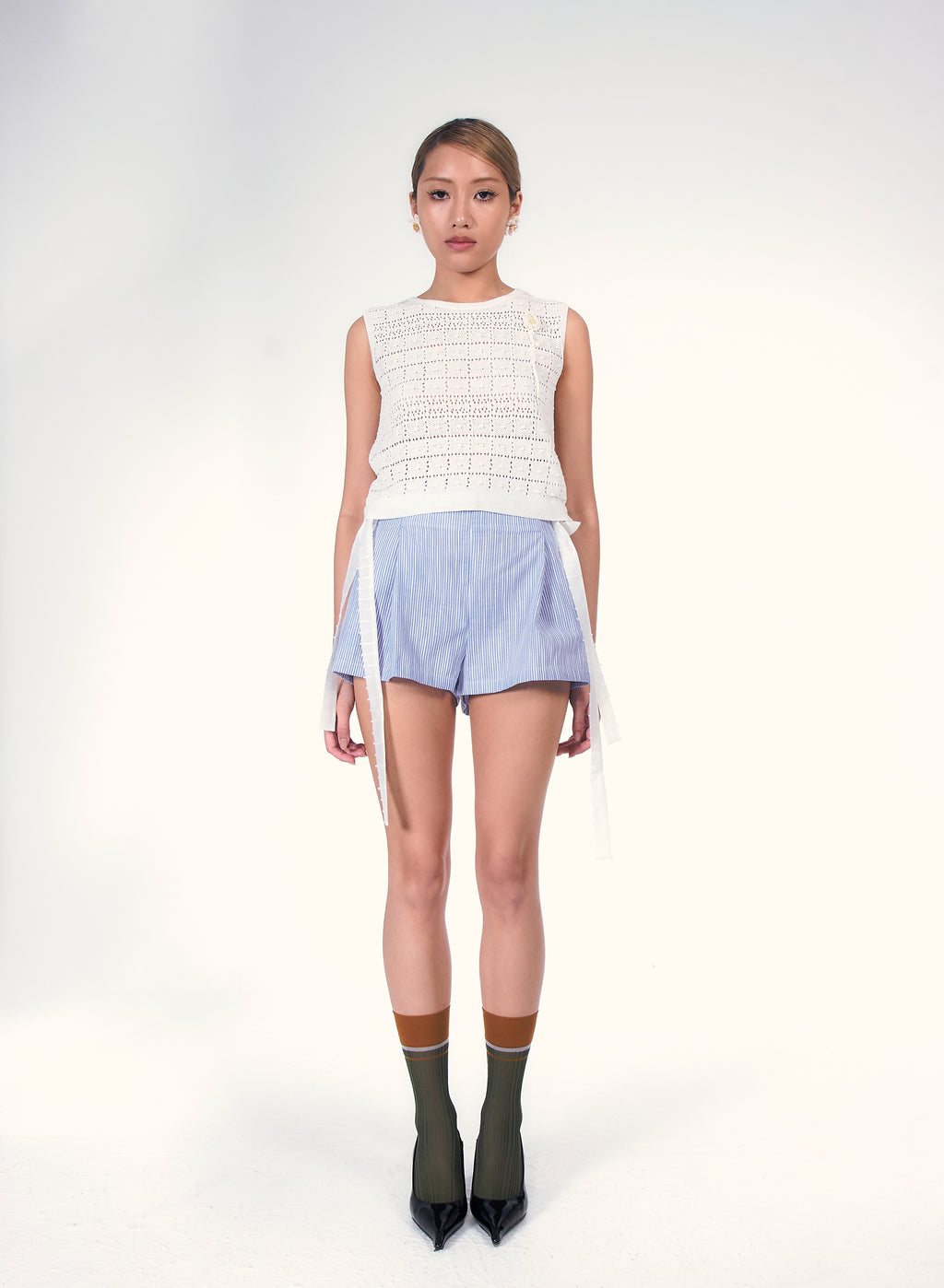 Blue striped shorts