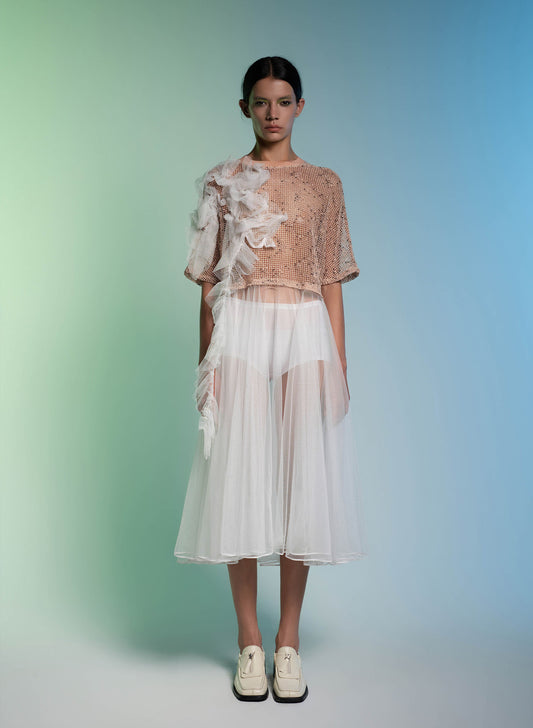 Blush Veil Pleated Dress