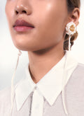 Crochet Flower Earrings with Crystal
