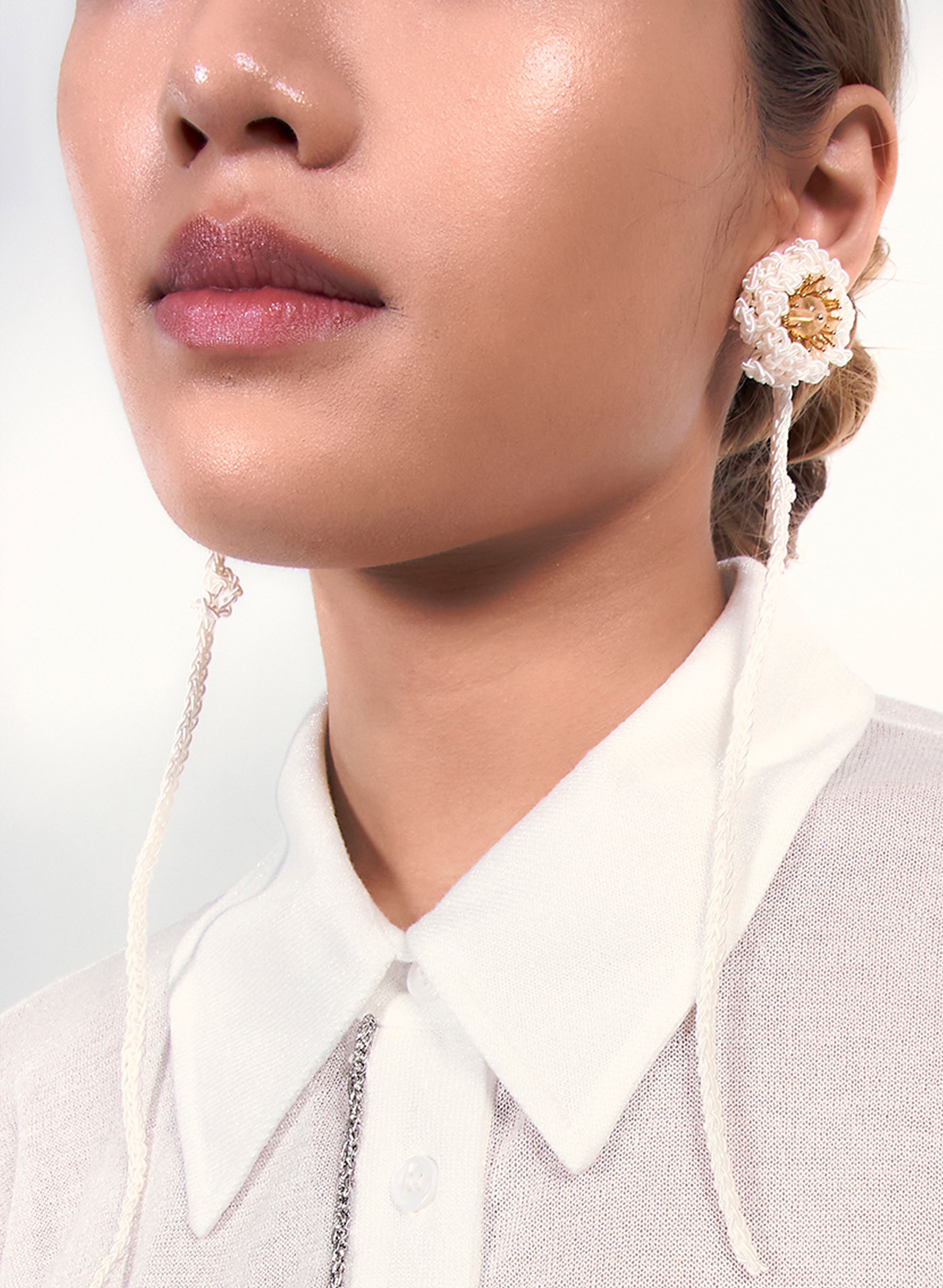 Crochet Flower Earrings with Crystal