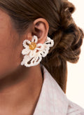 Crochet Multi-Petal Earring with Crystal