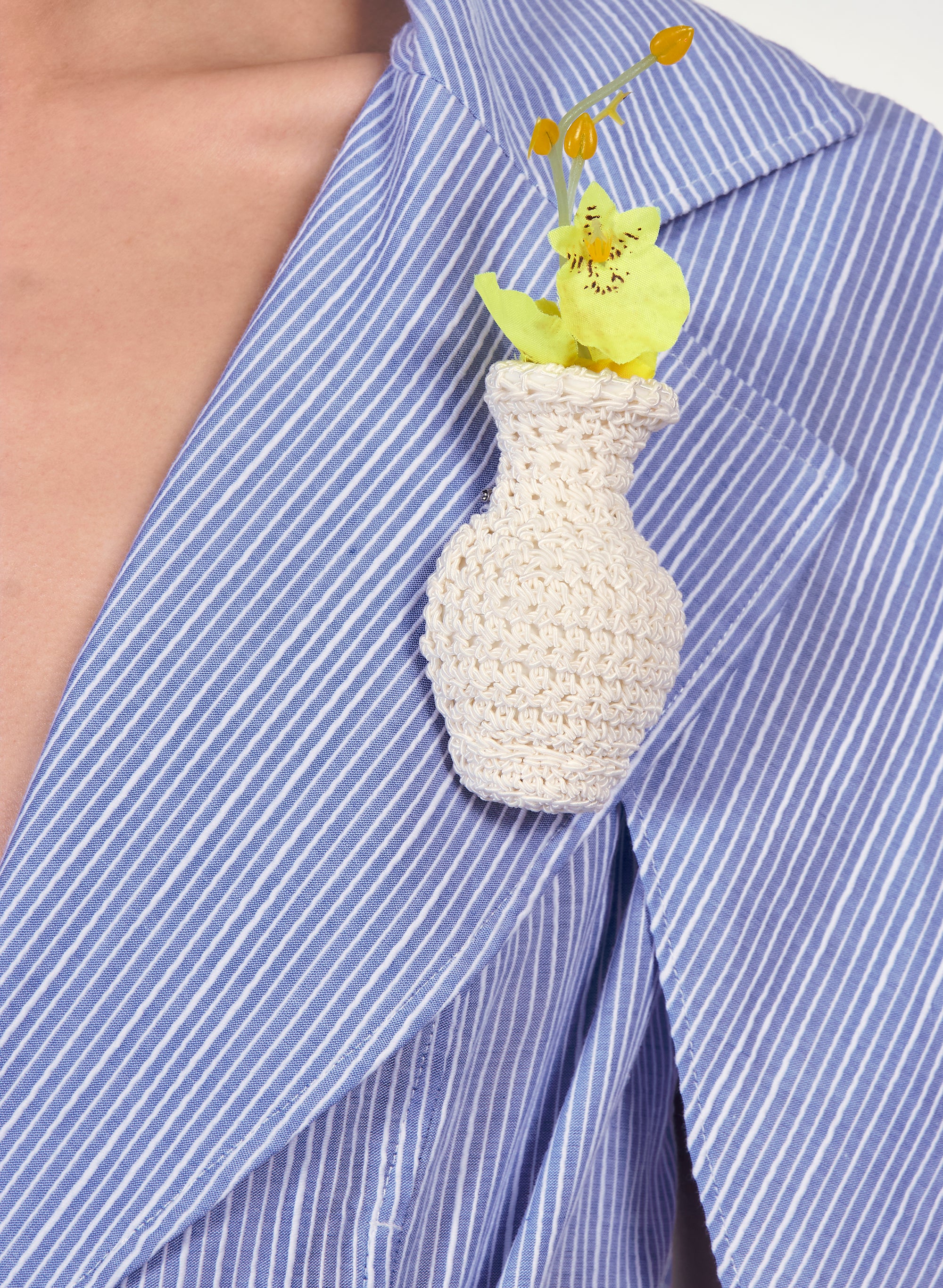 Crochet Vase Shape Brooch