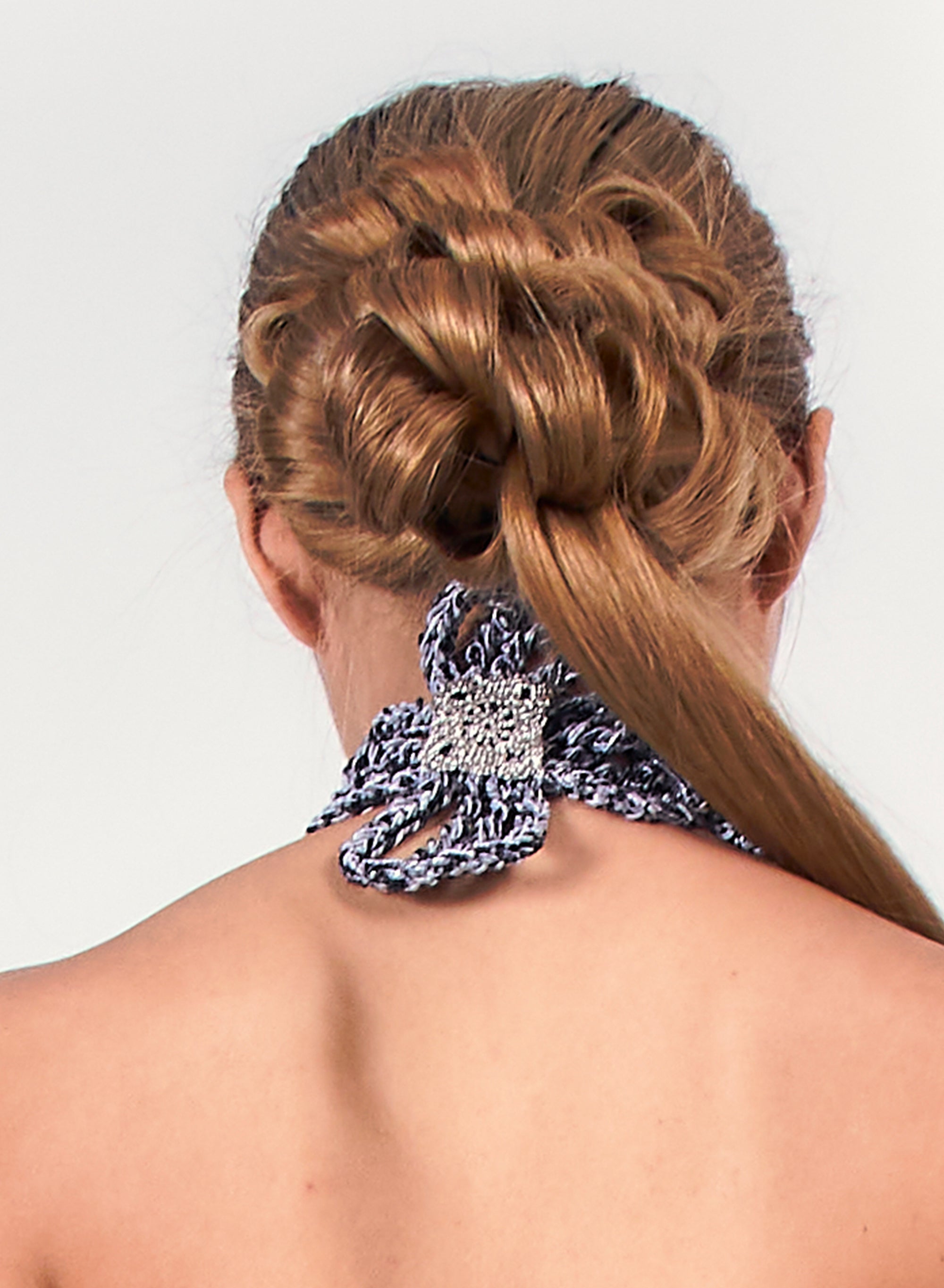 Crochet Floral Halter Collar Scarf (Indigo)