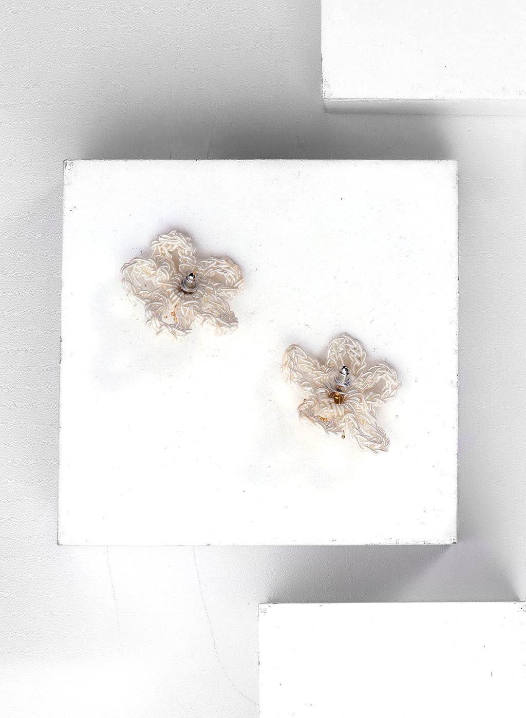 Crochet Flower Earrings with Crystal