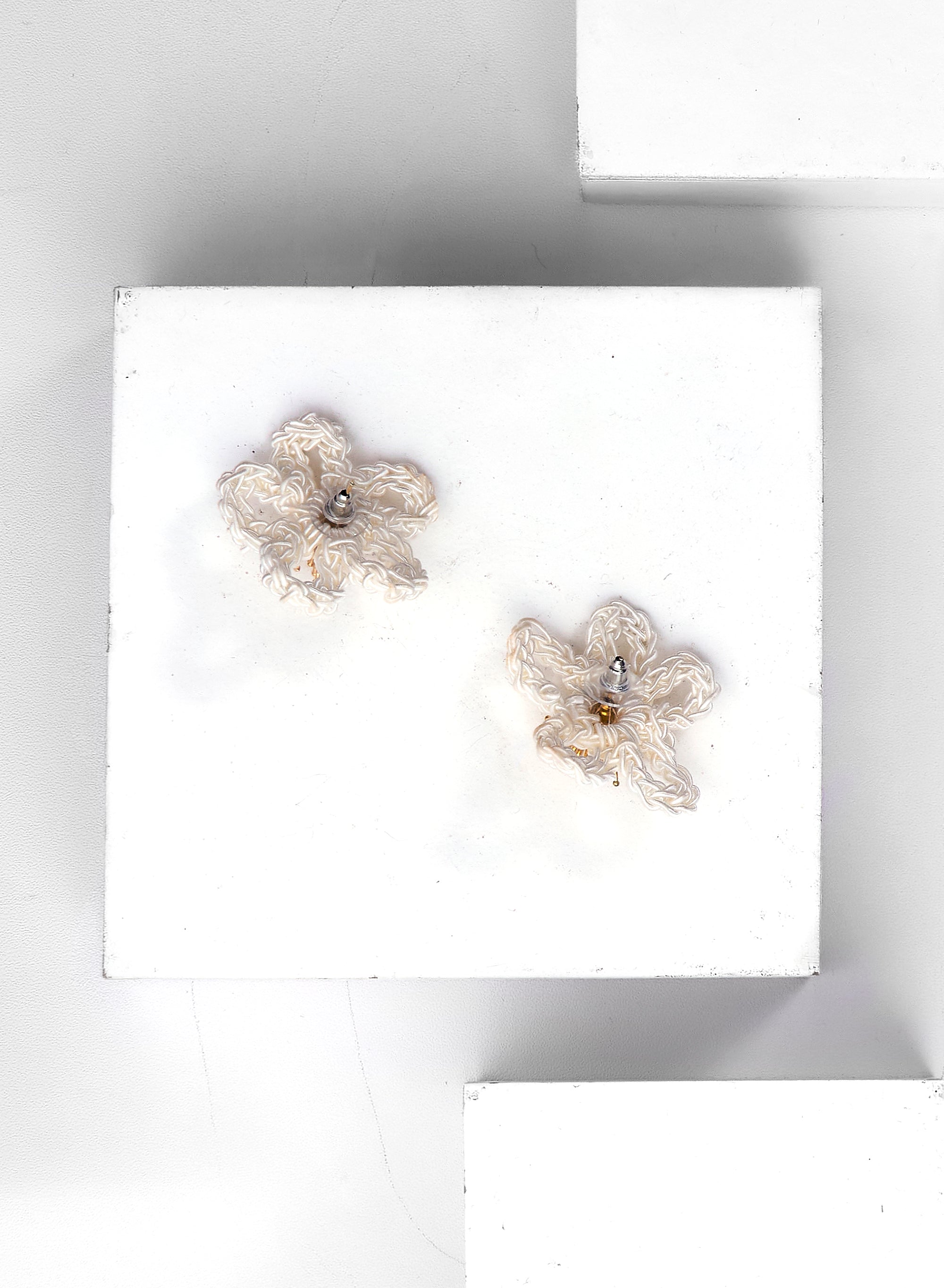 Crochet Flower Earrings with Crystal