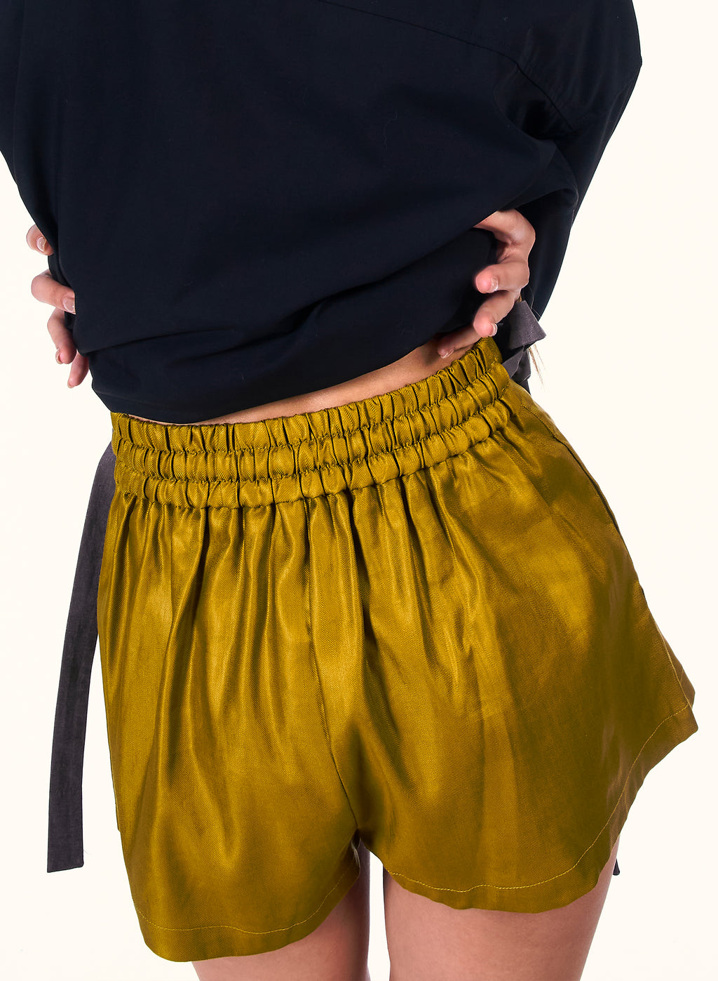 Mustard Side-Tie Shorts