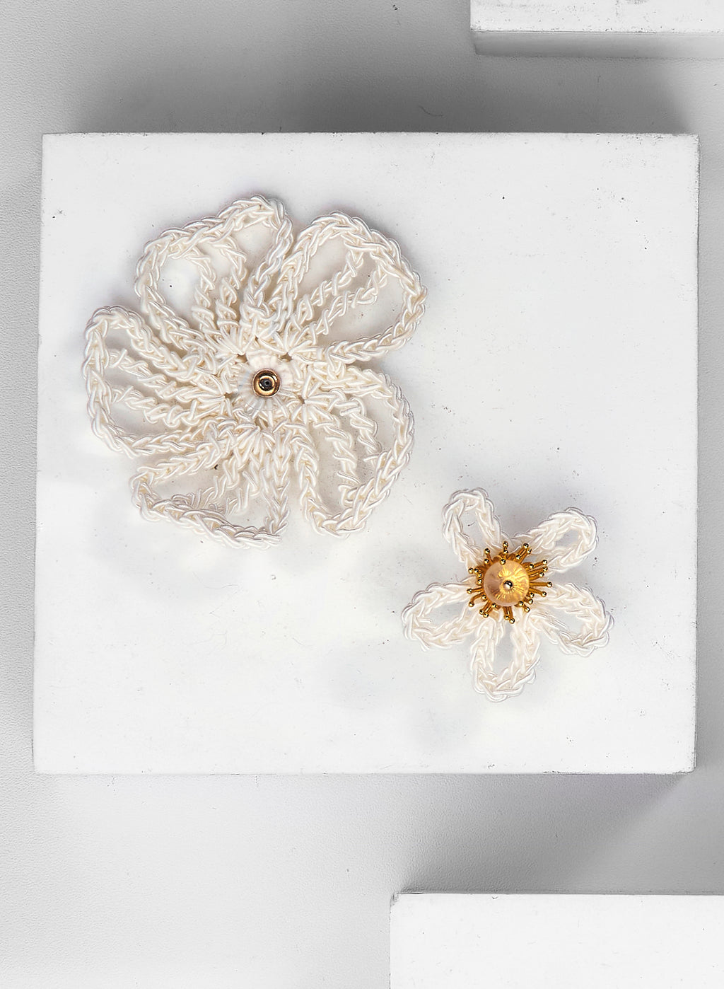 Crochet Multi-Petal Earring with Crystal