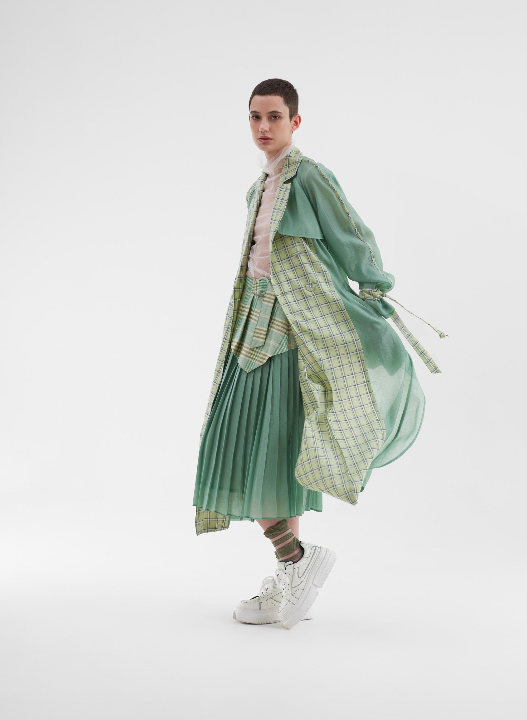 Green Checked Coat