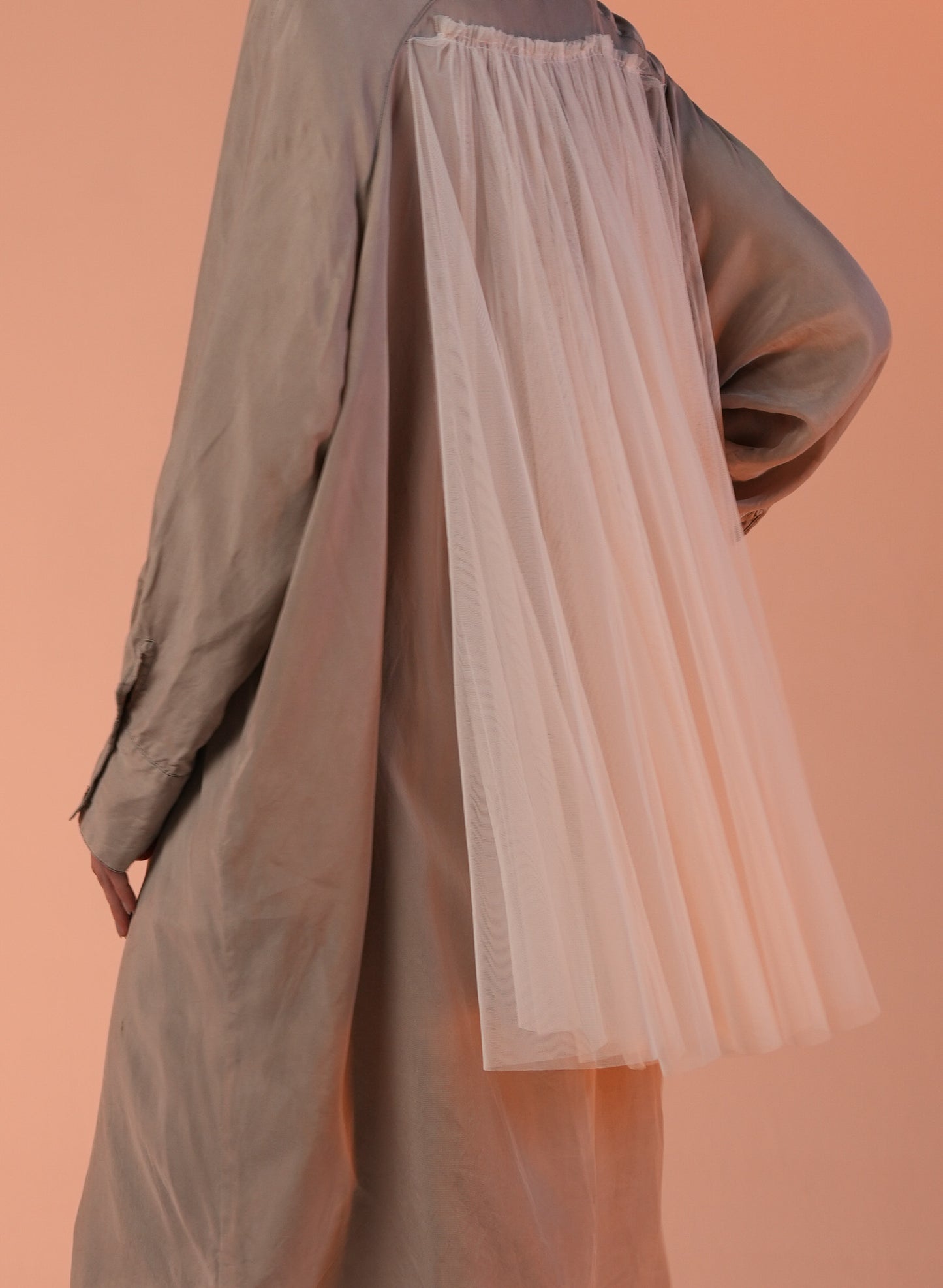 Tulle overlay Shirt Dress