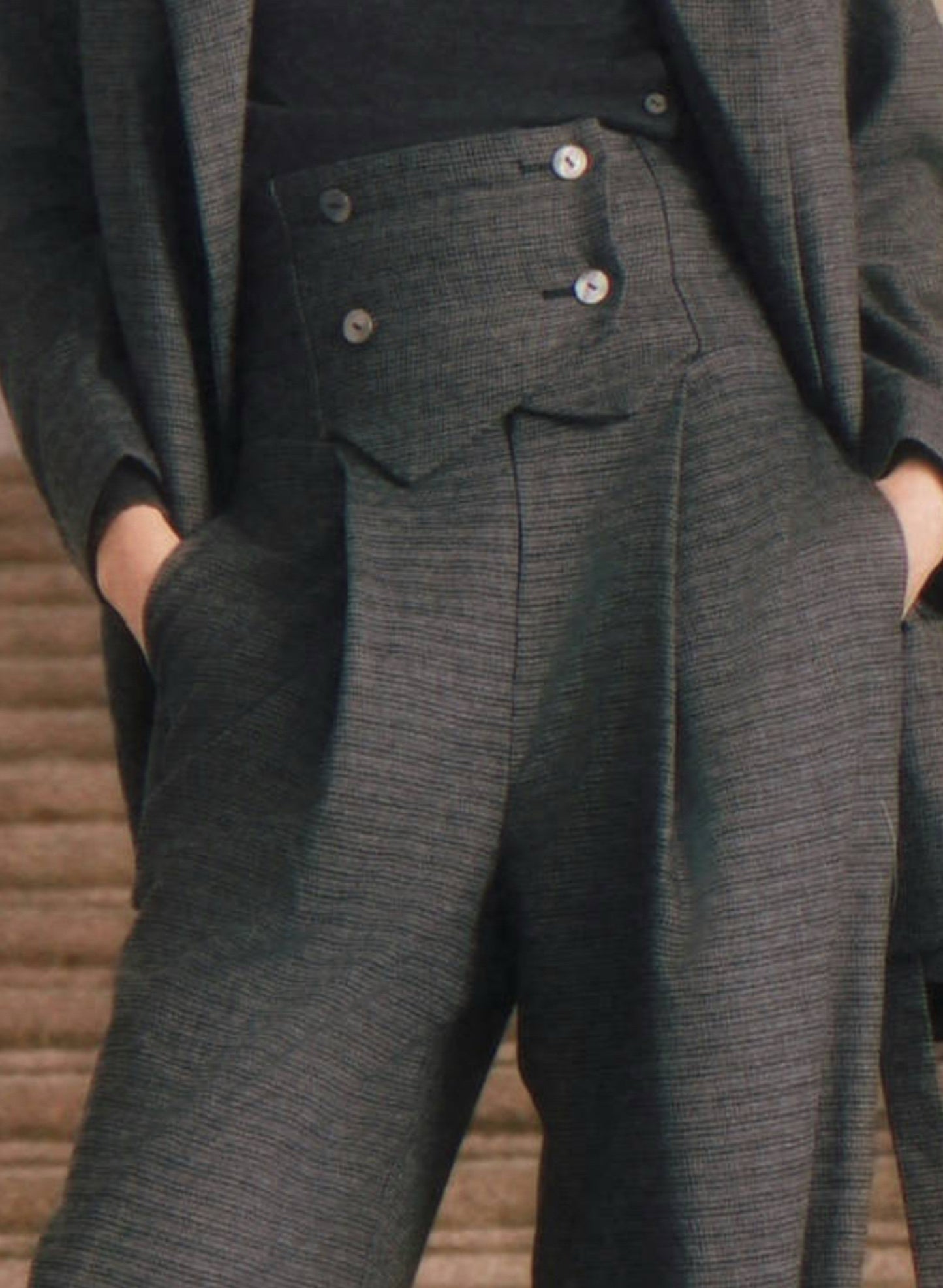 High-Waisted Checkered Trousers