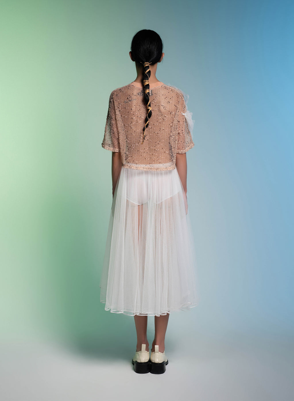 Blush Veil Pleated Dress