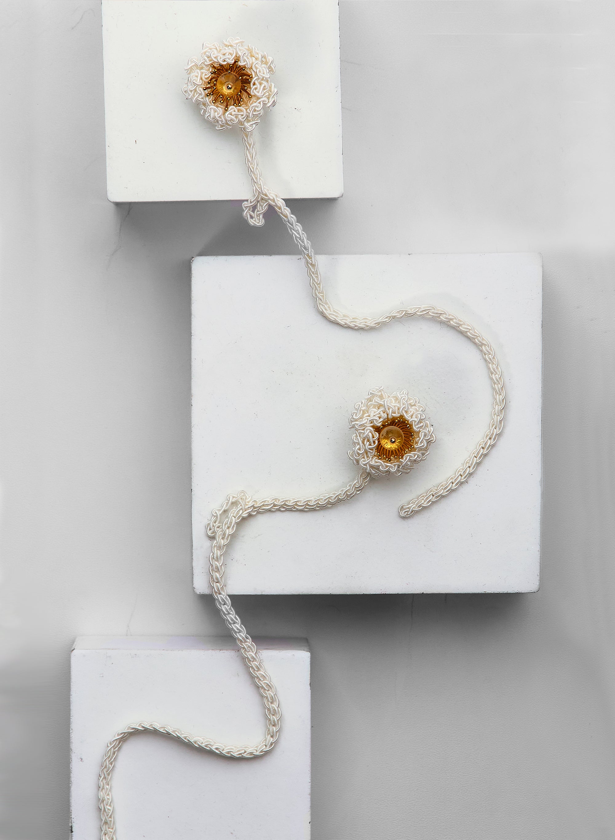 Crochet Flower Earrings with Crystal