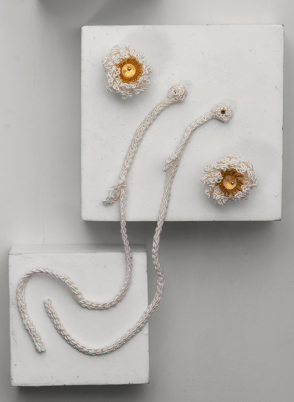 Crochet Flower Earrings with Crystal