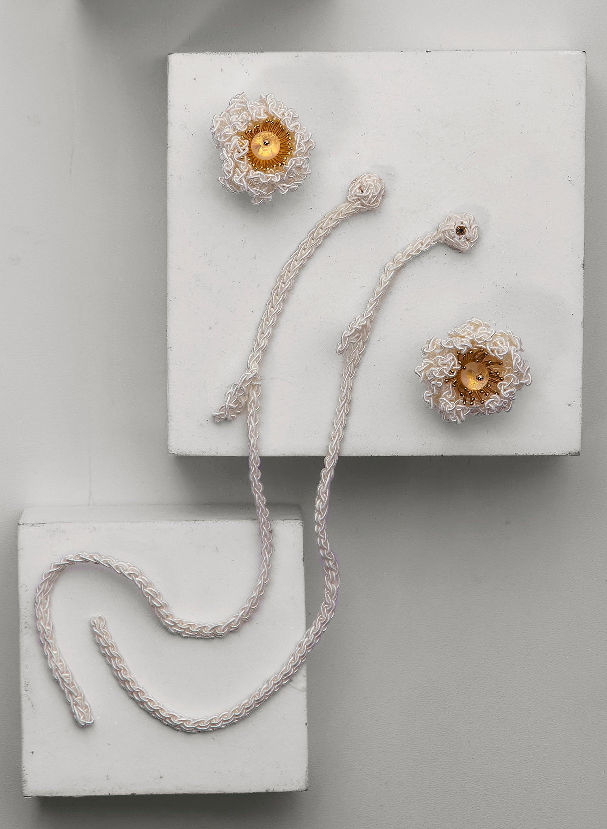 Crochet Flower Earrings with Crystal